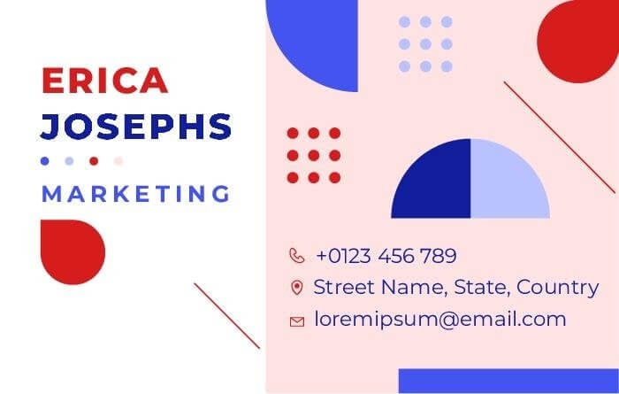 computer mockup of a geometric and colorful marketing business card template being customized by Wepik’s online editor