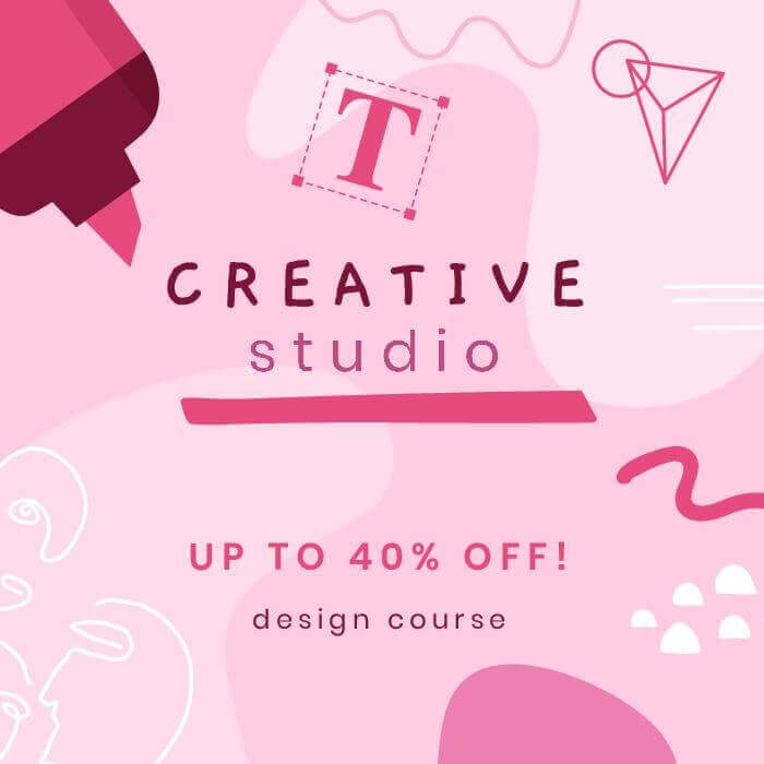 pink creative studio instagram post template with a price offer text