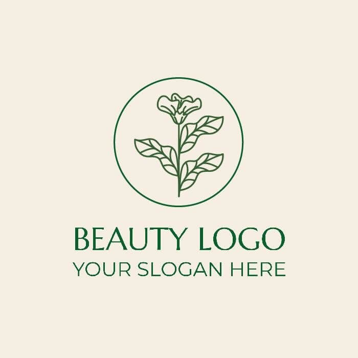green beauty logo with a cream background and a flower icon